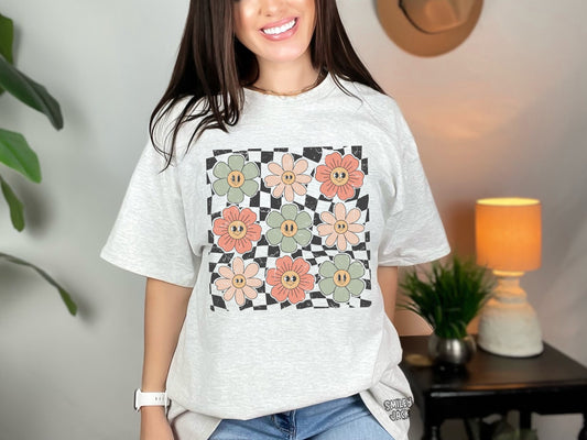 Checkered Floral Tee
